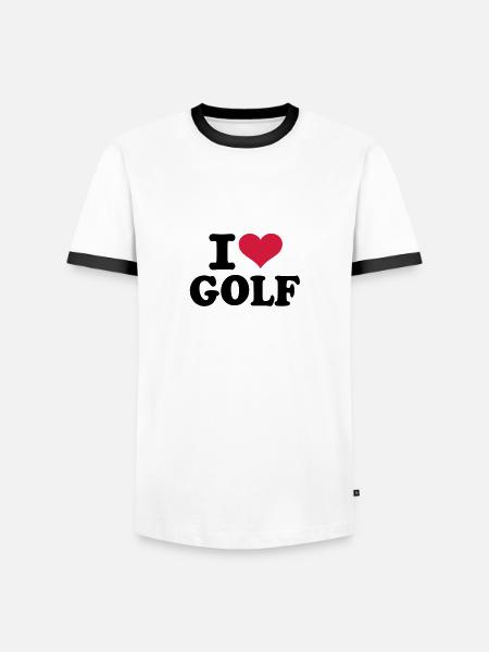 I love Golf - Männer Kontrast-T-Shirt - Weiß/Schwarz