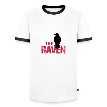 The Raven - Men's Ringer Shirt - white/black - Front - AI Model Female 172 light (172cm) & AI Model Male 178 dark (178cm)