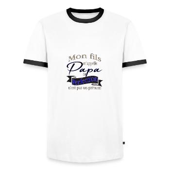 Mon fils m' appelle Papa - T-shirt contrasté Homme - blanc/noir - Devant - AI Model Female 172 light (172cm) & AI Model Male 178 dark (178cm)