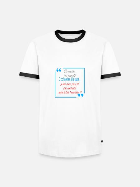 2 conneries à la suite - T-shirt contrasté Homme - blanc/noir