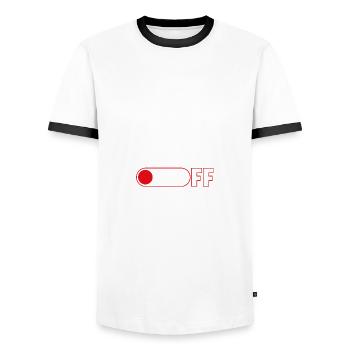 On and Off Buttons, music, world - T-shirt contrasté Homme - blanc/noir - Devant - AI Model Female 172 light (172cm) & AI Model Male 178 dark (178cm)