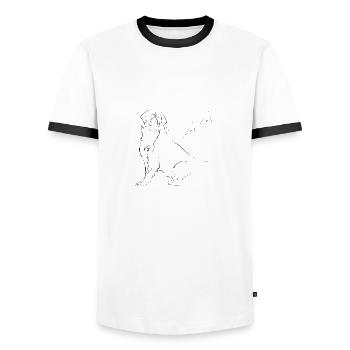 Chien Bouvier Bernois - T-shirt contrasté Homme - blanc/noir - Devant - AI Model Female 172 light (172cm) & AI Model Male 178 dark (178cm)