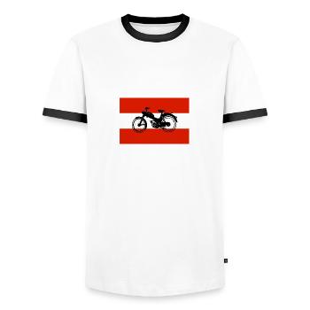 Mofa MV 50 Autriche - T-shirt contrasté Homme - blanc/noir - Devant - AI Model Female 172 light (172cm) & AI Model Male 178 dark (178cm)