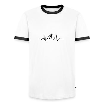 Fußball Herzschlag Fußballer - Männer Kontrast-T-Shirt - Weiß/Schwarz - Vorne - AI Model Female 172 light (172cm) & AI Model Male 178 dark (178cm)
