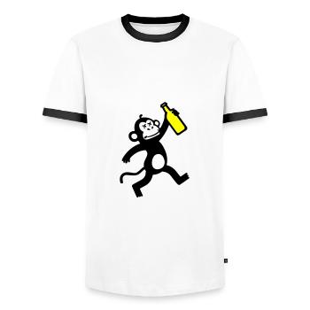 Affe Bier Party - Männer Kontrast-T-Shirt - Weiß/Schwarz - Vorne - AI Model Female 172 light (172cm) & AI Model Male 178 dark (178cm)