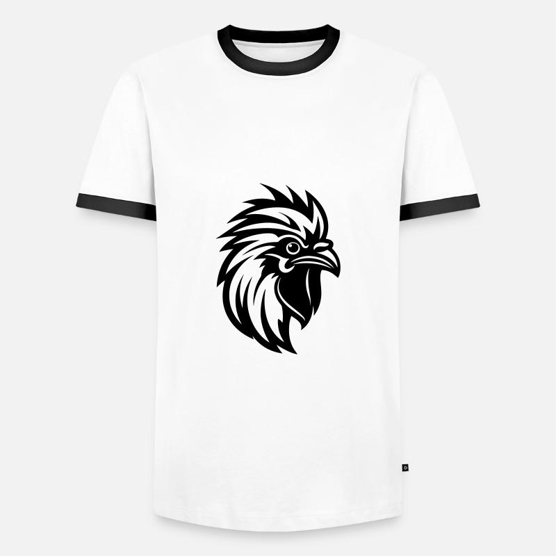 Rooster Head - Men's Ringer Shirt - white/black