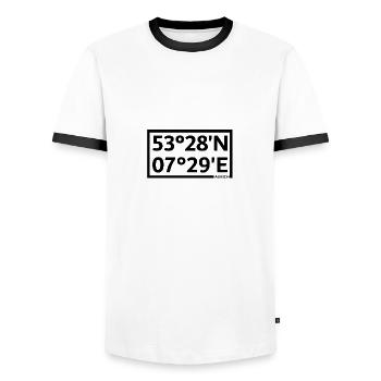 Aurich coordinates - Men's Ringer Shirt - white/black - Front - AI Model Female 172 light (172cm) & AI Model Male 178 dark (178cm)