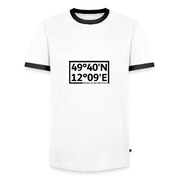 Weiden in der Oberpfalz Koordinaten - Männer Kontrast-T-Shirt - Weiß/Schwarz - Vorne - AI Model Female 172 light (172cm) & AI Model Male 178 dark (178cm)
