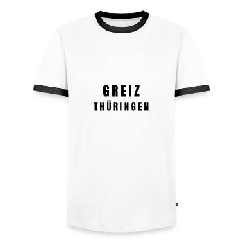 Greiz Thüringen - Männer Kontrast-T-Shirt - Weiß/Schwarz - Vorne - AI Model Female 172 light (172cm) & AI Model Male 178 dark (178cm)