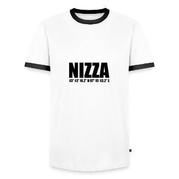 Nice coordinates - Men's Ringer Shirt - white/black - Front - AI Model Female 172 light (172cm) & AI Model Male 178 dark (178cm)