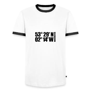 Manchester Coordinates - Men's Ringer Shirt - white/black - Front - AI Model Female 172 light (172cm) & AI Model Male 178 dark (178cm)