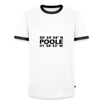 Coordonnées de la piscine - T-shirt contrasté Homme - blanc/noir - Devant - AI Model Female 172 light (172cm) & AI Model Male 178 dark (178cm)