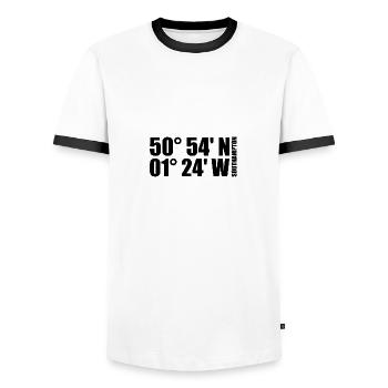 Southampton Koordinaten - Männer Kontrast-T-Shirt - Weiß/Schwarz - Vorne - AI Model Female 172 light (172cm) & AI Model Male 178 dark (178cm)