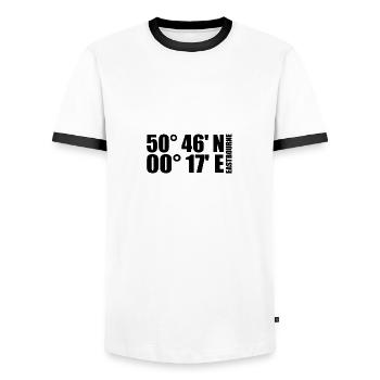 Coordonnées d’Eastbourne - T-shirt contrasté Homme - blanc/noir - Devant - AI Model Female 172 light (172cm) & AI Model Male 178 dark (178cm)
