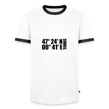 Tours Coordinates - Men's Ringer Shirt - white/black - Front - AI Model Female 172 light (172cm) & AI Model Male 178 dark (178cm)