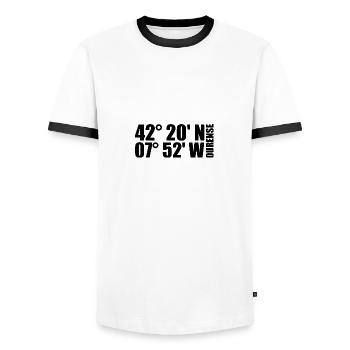 Coordonnées Ourense - T-shirt contrasté Homme - blanc/noir - Devant - AI Model Female 172 light (172cm) & AI Model Male 178 dark (178cm)