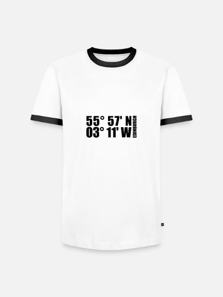 Coordonnées d’Édimbourg - T-shirt contrasté Homme - blanc/noir