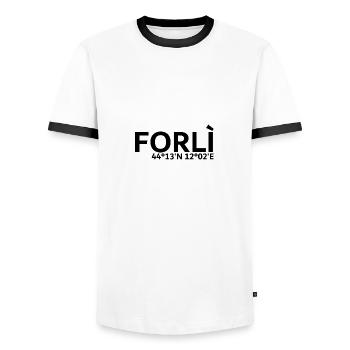 Forlì Koordinaten - Männer Kontrast-T-Shirt - Weiß/Schwarz - Vorne - AI Model Female 172 light (172cm) & AI Model Male 178 dark (178cm)