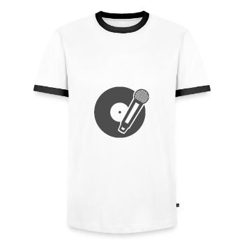 Collection unie gris foncé - T-shirt contrasté Homme - blanc/noir - Devant - AI Model Female 172 light (172cm) & AI Model Male 178 dark (178cm)