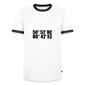 Coordonnées de Kerpen - T-shirt contrasté Homme - blanc/noir - Devant - AI Model Female 172 light (172cm) & AI Model Male 178 dark (178cm)