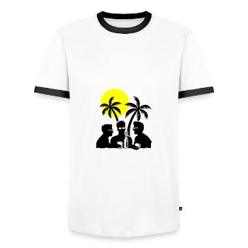 Insel Party Feiern Bier - Männer Kontrast-T-Shirt - Weiß/Schwarz - Vorne - AI Model Female 172 light (172cm) & AI Model Male 178 dark (178cm)