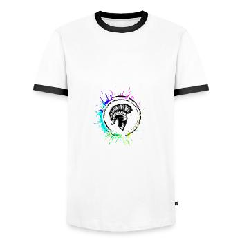 Spartaner Helm - Männer Kontrast-T-Shirt - Weiß/Schwarz - Vorne - AI Model Female 172 light (172cm) & AI Model Male 178 dark (178cm)