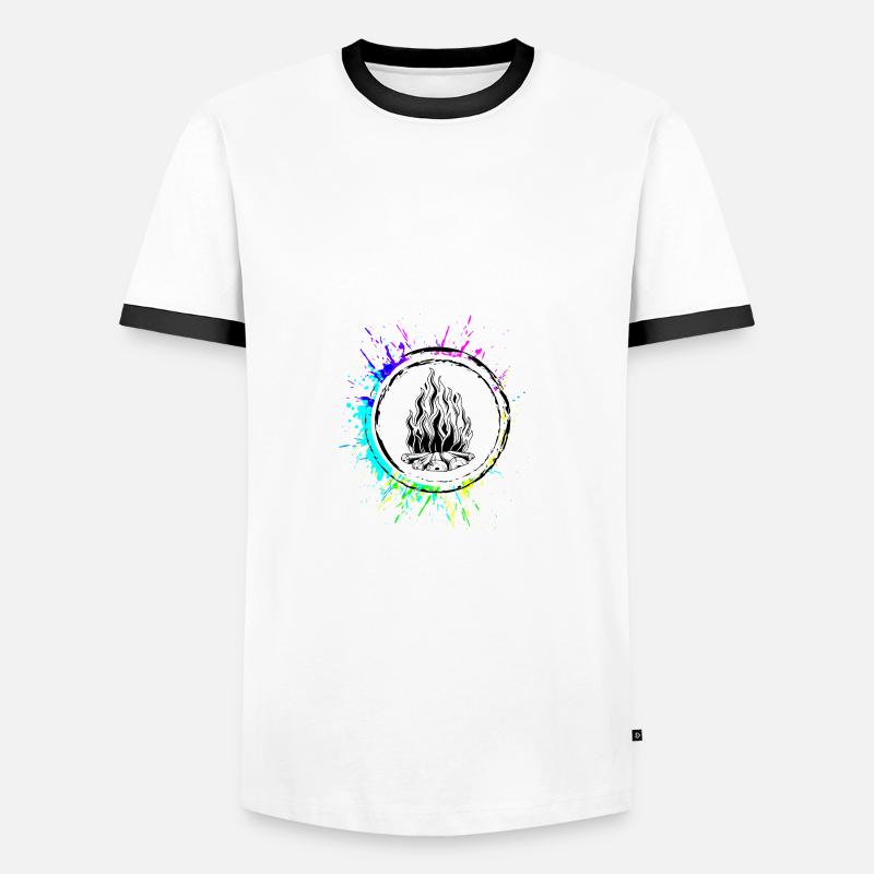 Campfire Flame Camping - Men's Ringer Shirt - white/black