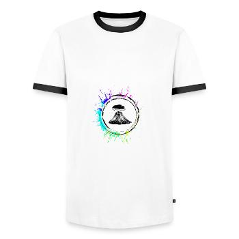 Icône de volcan - T-shirt contrasté Homme - blanc/noir - Devant - AI Model Female 172 light (172cm) & AI Model Male 178 dark (178cm)