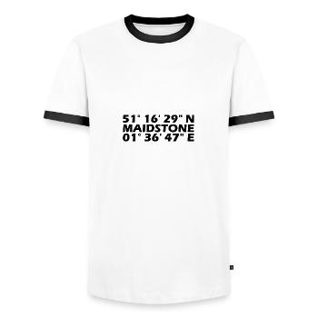 Maidstone Coordinates - Men's Ringer Shirt - white/black - Front - AI Model Female 172 light (172cm) & AI Model Male 178 dark (178cm)