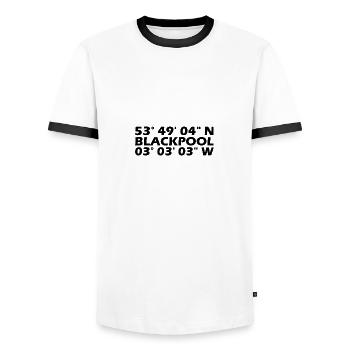 Blackpool Coordinates - Men's Ringer Shirt - white/black - Front - AI Model Female 172 light (172cm) & AI Model Male 178 dark (178cm)