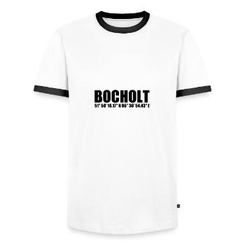 Bocholt Koordinaten - Männer Kontrast-T-Shirt - Weiß/Schwarz - Vorne - AI Model Female 172 light (172cm) & AI Model Male 178 dark (178cm)