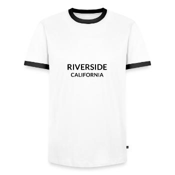 Riverside, Californie, États-Unis - T-shirt contrasté Homme - blanc/noir - Devant - AI Model Female 172 light (172cm) & AI Model Male 178 dark (178cm)