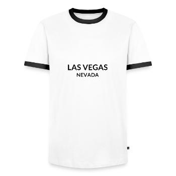 Las Vegas, Nevada, États-Unis - T-shirt contrasté Homme - blanc/noir - Devant - AI Model Female 172 light (172cm) & AI Model Male 178 dark (178cm)