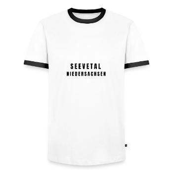 Seevetal Lower Saxony - Men's Ringer Shirt - white/black - Front - AI Model Female 172 light (172cm) & AI Model Male 178 dark (178cm)