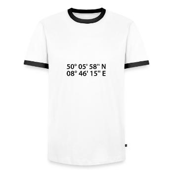 Offenbach am Main Koordinaten - Männer Kontrast-T-Shirt - Weiß/Schwarz - Vorne - AI Model Female 172 light (172cm) & AI Model Male 178 dark (178cm)