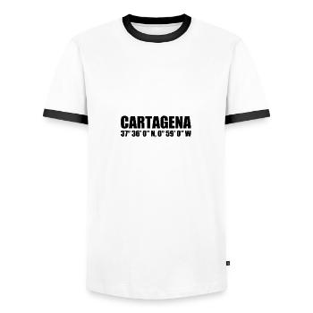 Coordonnées de Carthagène - T-shirt contrasté Homme - blanc/noir - Devant - AI Model Female 172 light (172cm) & AI Model Male 178 dark (178cm)