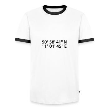 Erfurt Koordinaten - Männer Kontrast-T-Shirt - Weiß/Schwarz - Vorne - AI Model Female 172 light (172cm) & AI Model Male 178 dark (178cm)