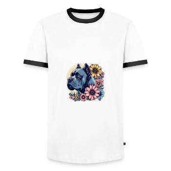 Cane Corso Retro Pastell Blumen - Männer Kontrast-T-Shirt - Weiß/Schwarz - Vorne - AI Model Female 172 light (172cm) & AI Model Male 178 dark (178cm)