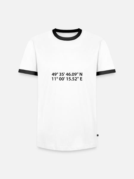 Coordonnées d’Erlangen - T-shirt contrasté Homme - blanc/noir
