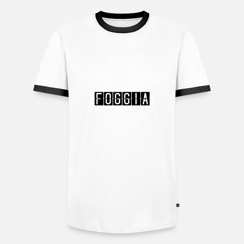 Foggia Flughafentafel - Männer Kontrast-T-Shirt - Weiß/Schwarz