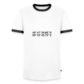 Coordonnées de Würzburg - T-shirt contrasté Homme - blanc/noir - Devant - AI Model Female 172 light (172cm) & AI Model Male 178 dark (178cm)
