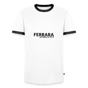 Ferrara coordinates - Men's Ringer Shirt - white/black - Front - AI Model Female 172 light (172cm) & AI Model Male 178 dark (178cm)