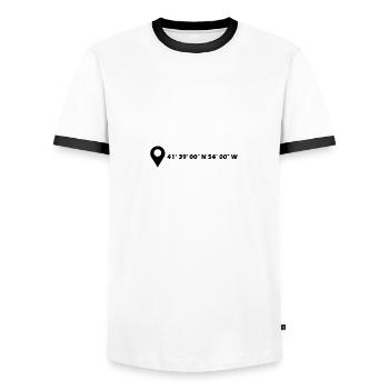 Coordonnées de Saragosse - T-shirt contrasté Homme - blanc/noir - Devant - AI Model Female 172 light (172cm) & AI Model Male 178 dark (178cm)
