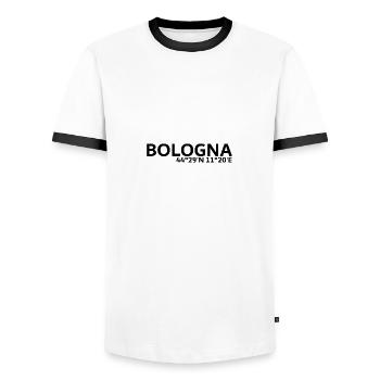 Bologna coordinates - Men's Ringer Shirt - white/black - Front - AI Model Female 172 light (172cm) & AI Model Male 178 dark (178cm)