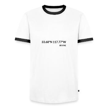 Irvine, Californie, États-Unis - T-shirt contrasté Homme - blanc/noir - Devant - AI Model Female 172 light (172cm) & AI Model Male 178 dark (178cm)