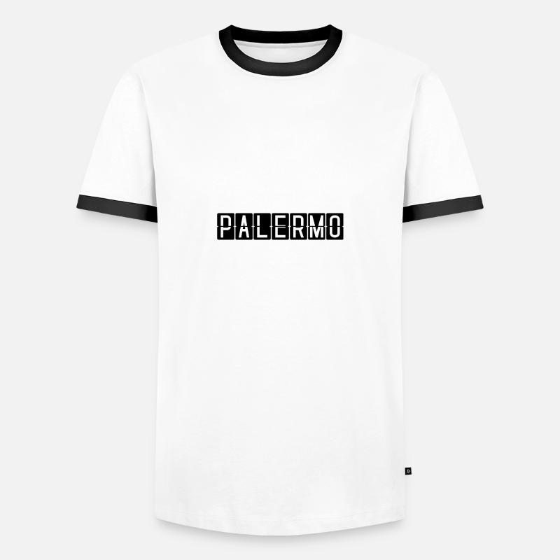 Palermo Flughafentafel - Männer Kontrast-T-Shirt - Weiß/Schwarz