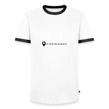Willich Koordinaten - Männer Kontrast-T-Shirt - Weiß/Schwarz - Vorne - AI Model Female 172 light (172cm) & AI Model Male 178 dark (178cm)