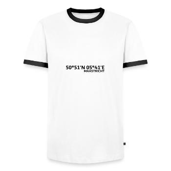 Coordonnées de Maastricht - T-shirt contrasté Homme - blanc/noir - Devant - AI Model Female 172 light (172cm) & AI Model Male 178 dark (178cm)