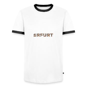 Erfurt Hund - Männer Kontrast-T-Shirt - Weiß/Schwarz - Vorne - AI Model Female 172 light (172cm) & AI Model Male 178 dark (178cm)