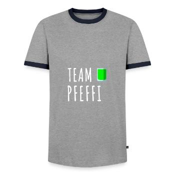 Pfefferminz Likör Pfeffi Vatertag Sauf - Männer Kontrast-T-Shirt - Grau/Navy  - Vorne - AI Model Female 172 light (172cm) & AI Model Male 178 light (178cm)